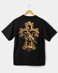 ATEU -GOLDEN ROYAL CROSS OVERSIZE T-SHIRT - BLACK
